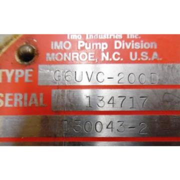 IMO INDUSTRIES INC. HYDRAULIC PUMP G6UVC-200D, 130043-2, 1 GPM, 1500 PSI