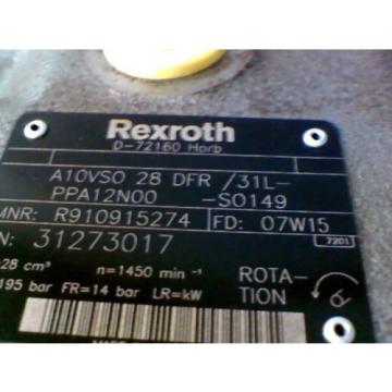 Rexroth A10VS0 28 DFR / 31L Variable Axle Pump, D-72160 D7W15, 7/8#034; shaft