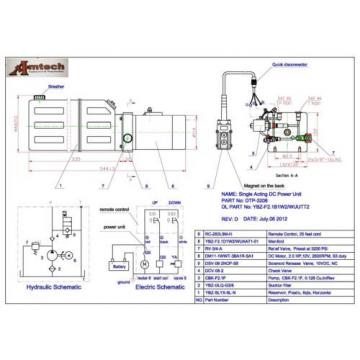 3206 Dump Trailer Hydraulic Power Unit,12V Single Acting,6L ploy Tank, OEM