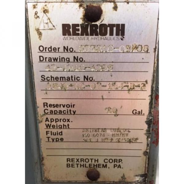 REXROTH AA10VS028DFLR/30R-PKC63N00 HYDRAULIC POWER UNIT, 5 HP, 20 GAL. 1800 RPM #6 image