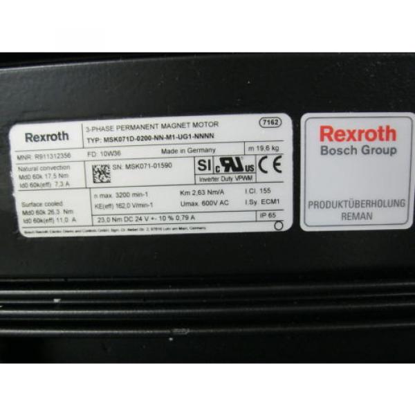 REXROTH MSK071D-0200-NN-M1-UG1-NNNN 3 Phase Permanent Magnet Servo Motor REMAN #2 image