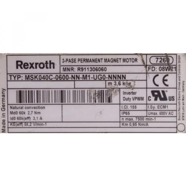 MSK040C-0600-NN-M1-UG0-NNNN R911306060 AC SERVOMOTOR  REXROTH ID5120 #4 image