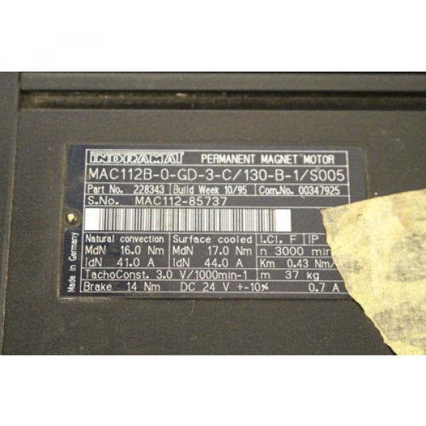 REXROTH INDRAMAT Servomotor MAC112B-0-GD-3-C/130-B-1/S005 #3 image