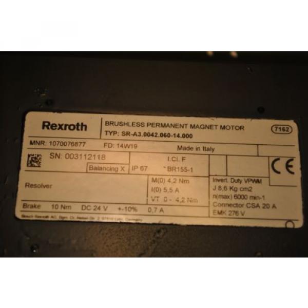 Rexroth SR-A30042060-14000 Brushless Permanent Magnet Servo Motor broken conn #2 image