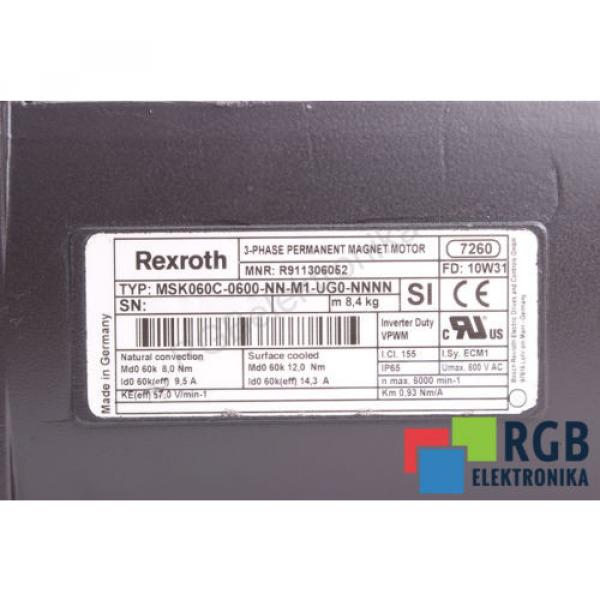 SERVOMOTOR MSK060C-0600-NN-M1-UG0-NNNN R911306052 6000MIN-1 REXROTH ID23064 #7 image