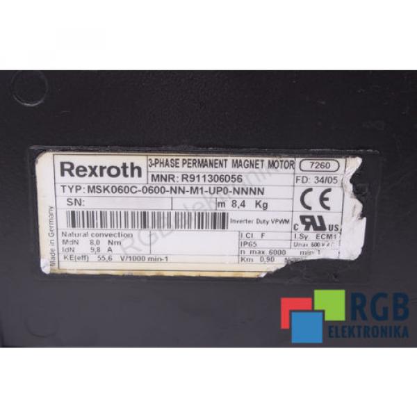 SERVOMOTOR MSK060C-0600-NN-M1-UP0-NNNN R911306056 8NM 98A REXROTH ID23767 #7 image