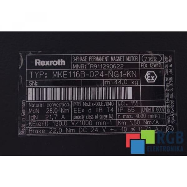 SERVOMOTOR MKE116B-024-NG1-KN R911290622 BOSCH REXROTH 12M WARRANTY ID26208 #7 image