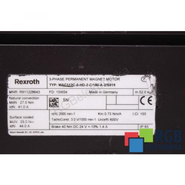 SERVOMOTOR MAC112C-0-HD-2-C/180-A-2/S019 R911228643 REXROTH 12M WARRANTY ID24684 #6 image