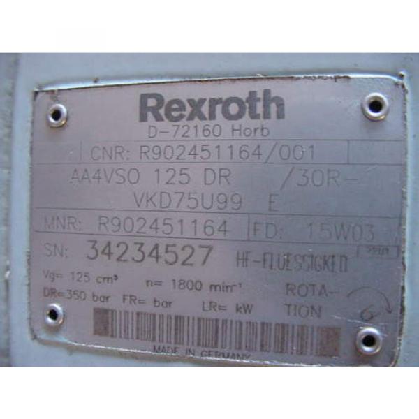 New Rexroth Hydraulic Pump AA4VSO125DR/VDK75U99E Marathon 100 HP Axial Piston #3 image